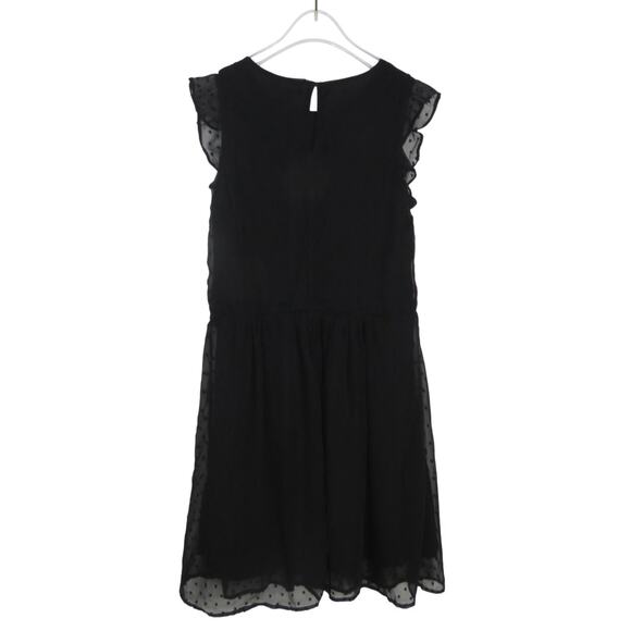 H&M Sleeveless Black Mesh Polka Dot Ruffle Sleeve Mini Dress Chic Size 2 Small - Picture 4 of 10